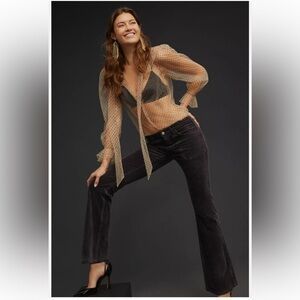 Anthropologie Pilcro The Icon Brown Corduroy Flare Jeans Size 27 High Rise